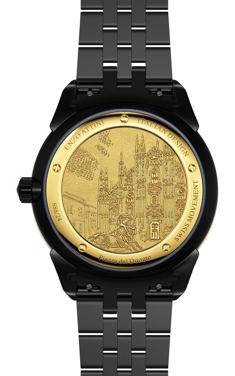 NEW Piazza del Duomo, Milano / President Bracelet, Black Color, Swiss Movement.