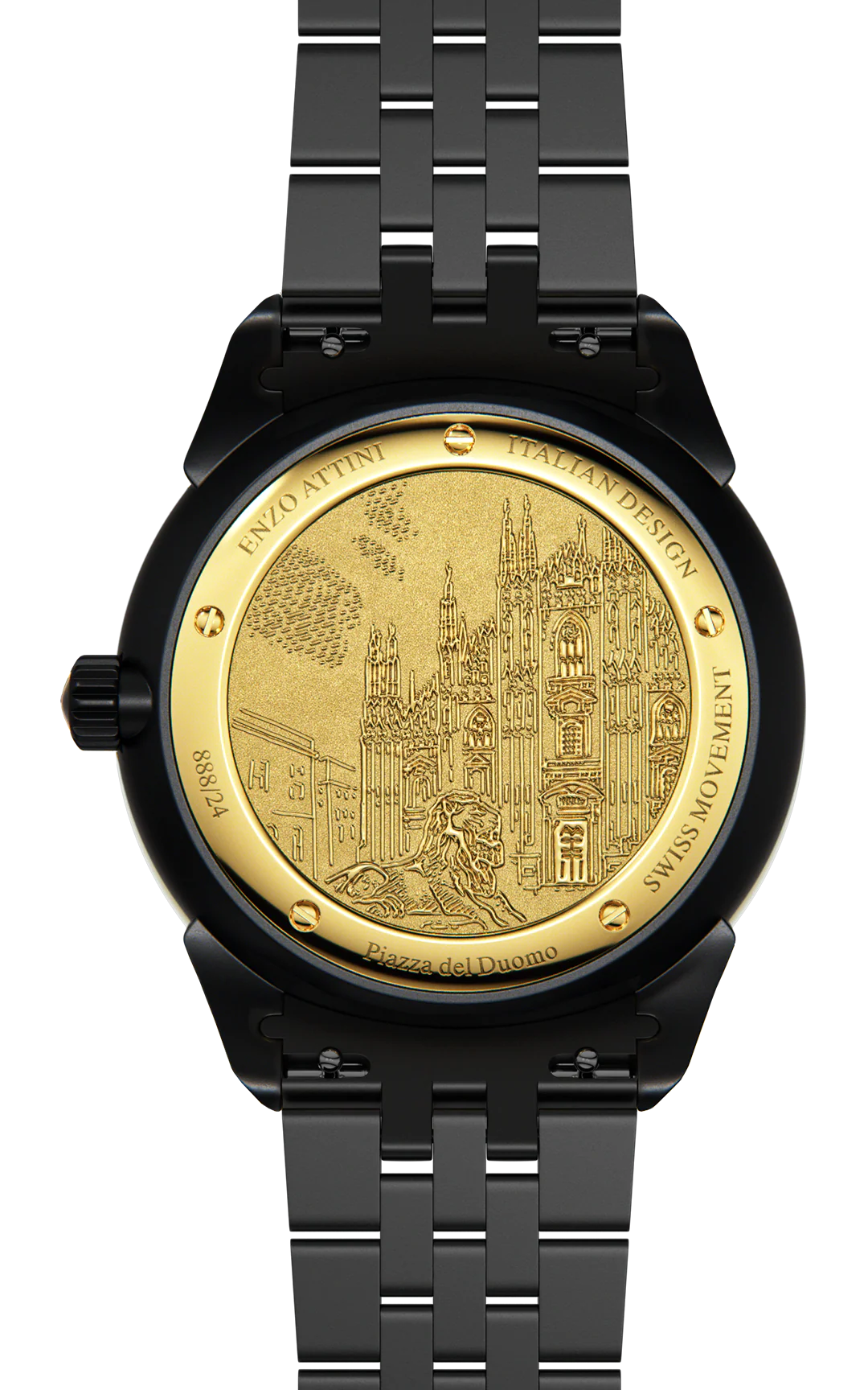 NEW Piazza del Duomo, Milano / President Bracelet, Black Color, Swiss Movement.