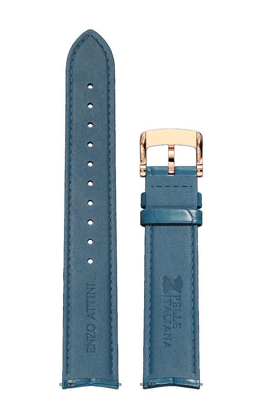 Rrip lëkure blu / togza ngjyrë rose gold (PG)