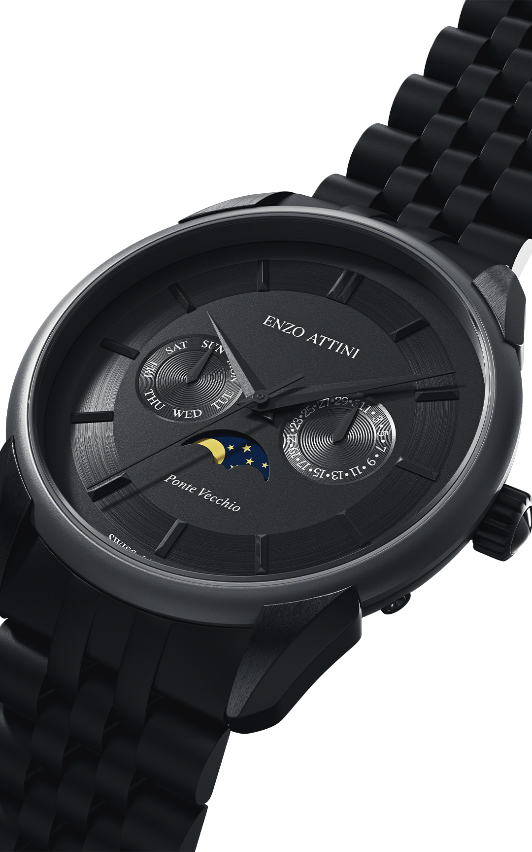 Ponte Vecchio, Firenze / President Bracelet, Black Color, Swiss Movement.