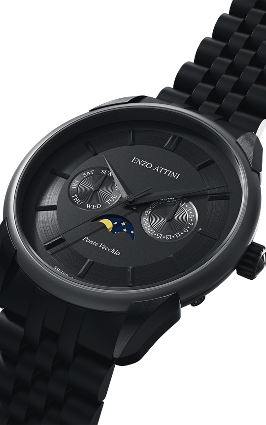 Ponte Vecchio, Firenze / President Bracelet, Black Color, Swiss Movement.
