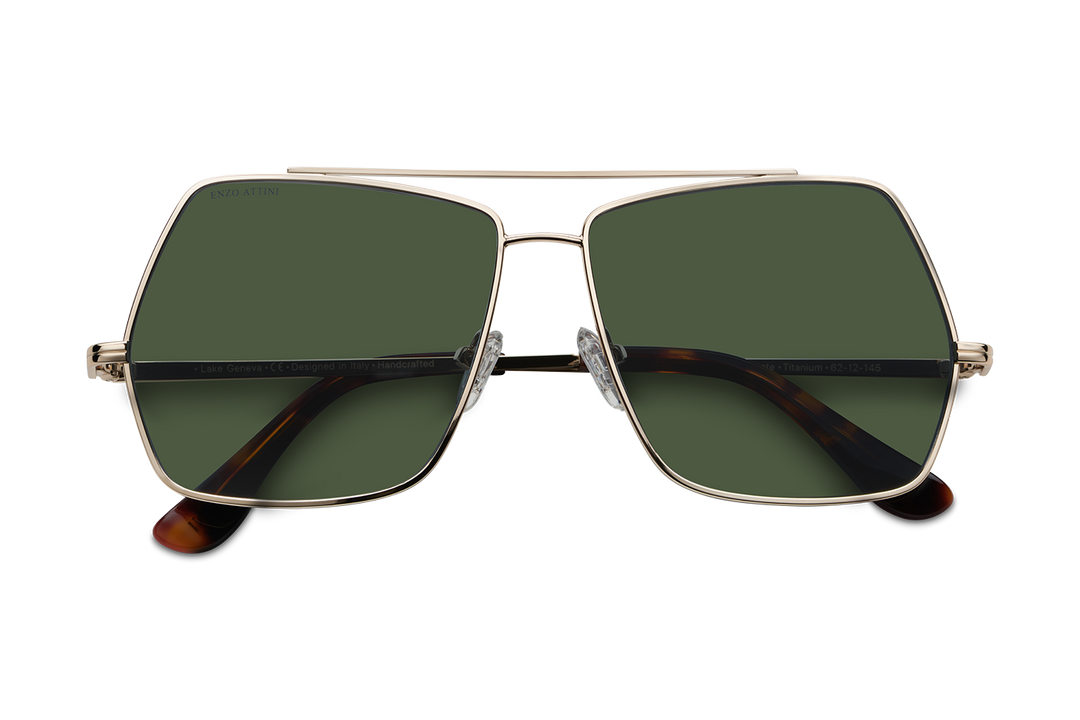 Syze Enzo Attini - Lake Geneva / Tortoise & Gold Color + Green Lens - Për meshkuj