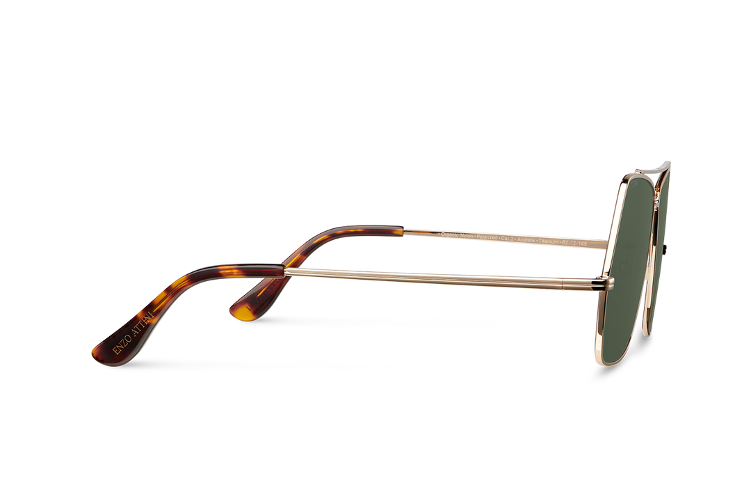 Syze Enzo Attini - Lake Geneva / Tortoise & Gold Color + Green Lens - Për meshkuj