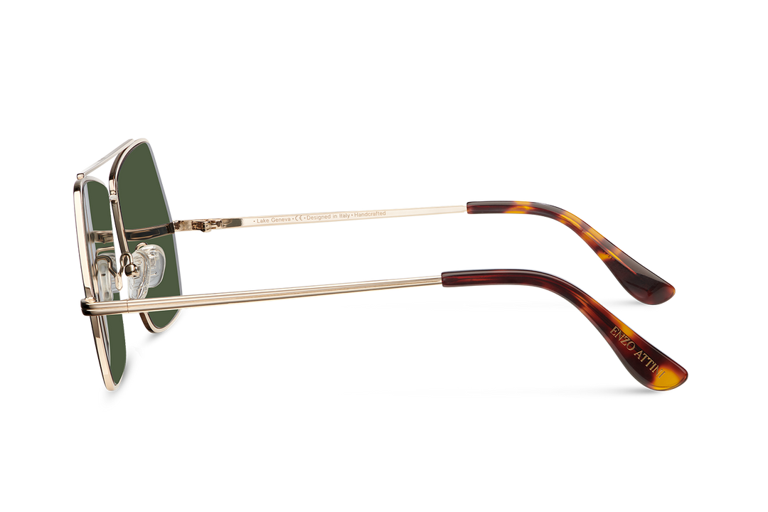 Syze Enzo Attini - Lake Geneva / Tortoise & Gold Color + Green Lens - Për meshkuj