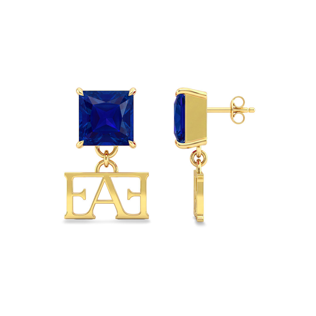 Luce Monogram Earrings / Blue Color, Vathë