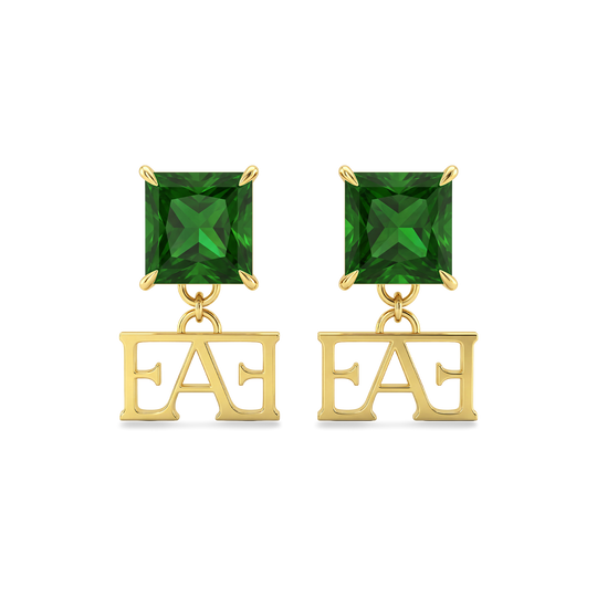 Luce Monogram Earrings / Green Color, Vathë