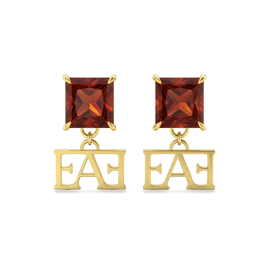 Luce Monogram Earrings / Red Color, Vathë