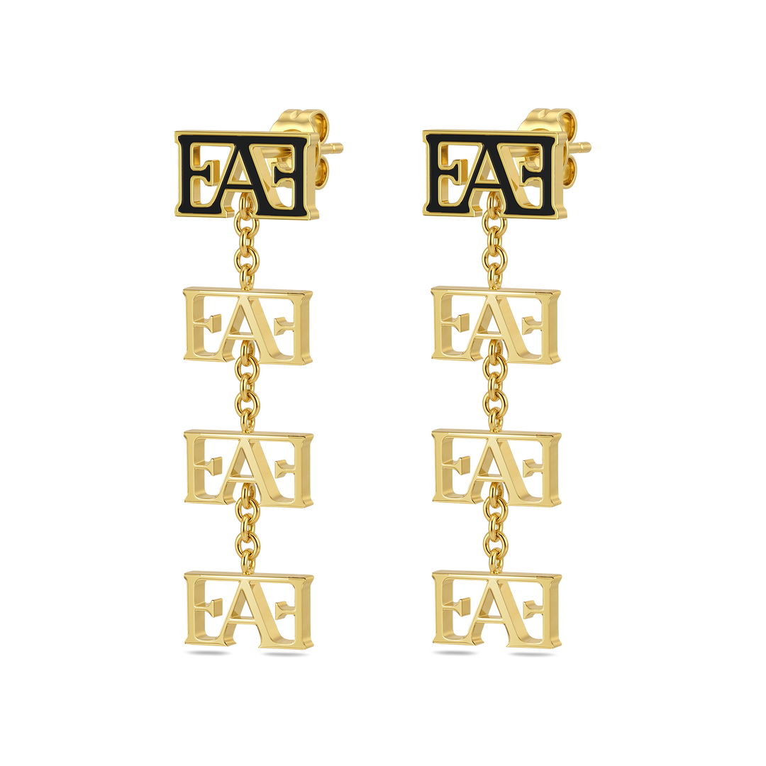 Motif Earrings / Black & Gold Color, Vathë