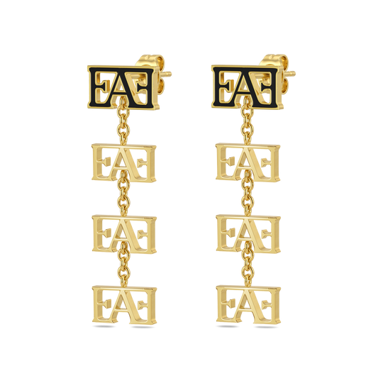 Motif Earrings / Black & Gold Color, Vathë