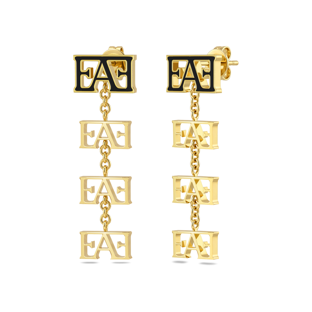 Motif Earrings / Black & Gold Color, Vathë