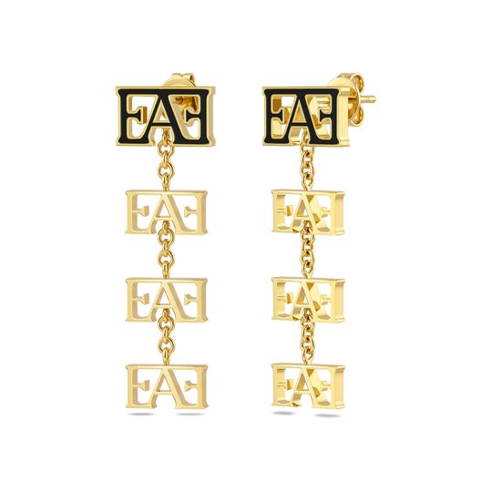 Motif Earrings / Black & Gold Color, Vathë