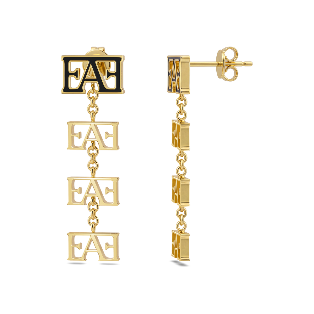 Motif Earrings / Black & Gold Color, Vathë