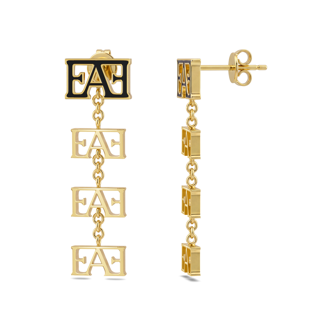 Motif Earrings / Black & Gold Color, Vathë