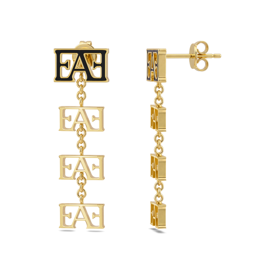 Motif Earrings / Black & Gold Color, Vathë