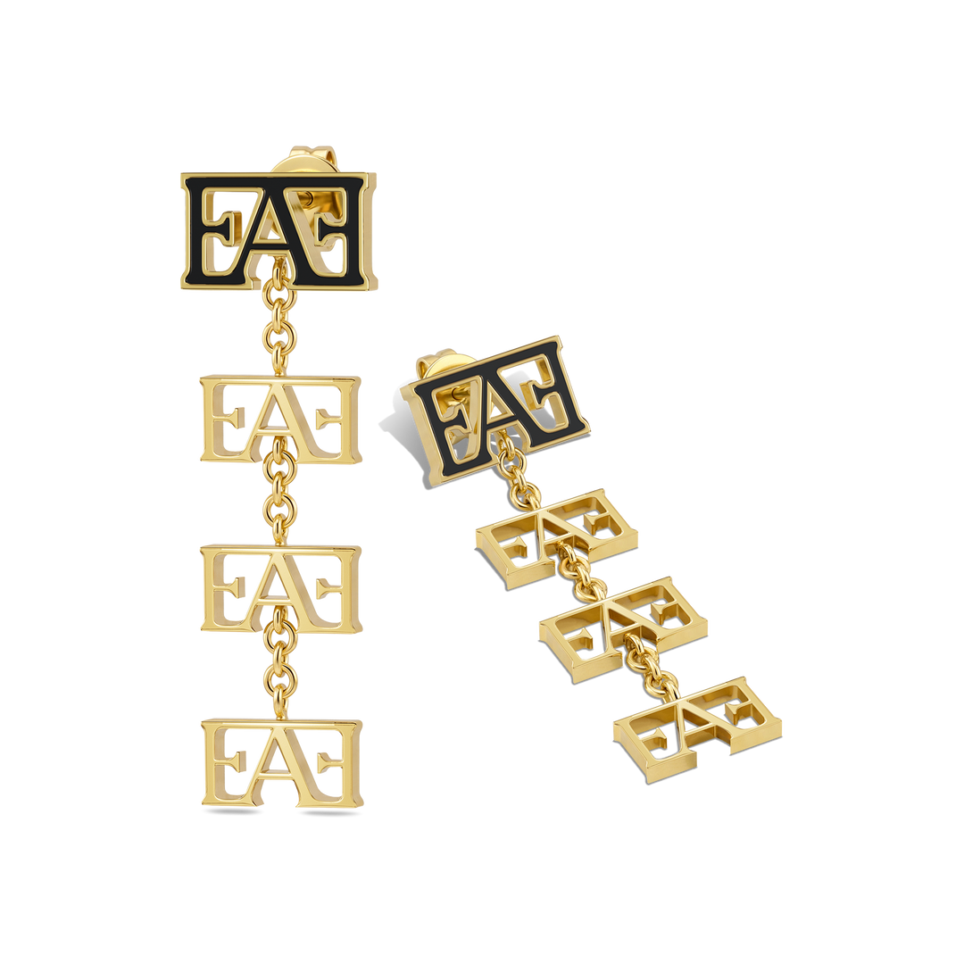 Motif Earrings / Black & Gold Color, Vathë