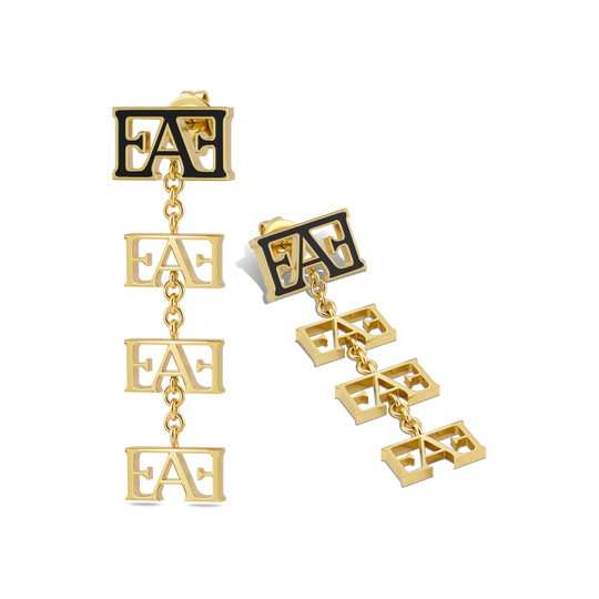 Motif Earrings / Black & Gold Color, Vathë