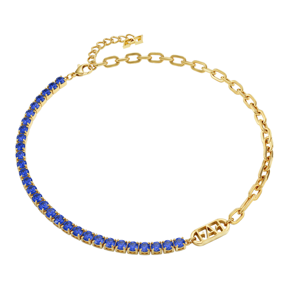 Glam Tennis Chain Necklace / Blue Color, Varëse.