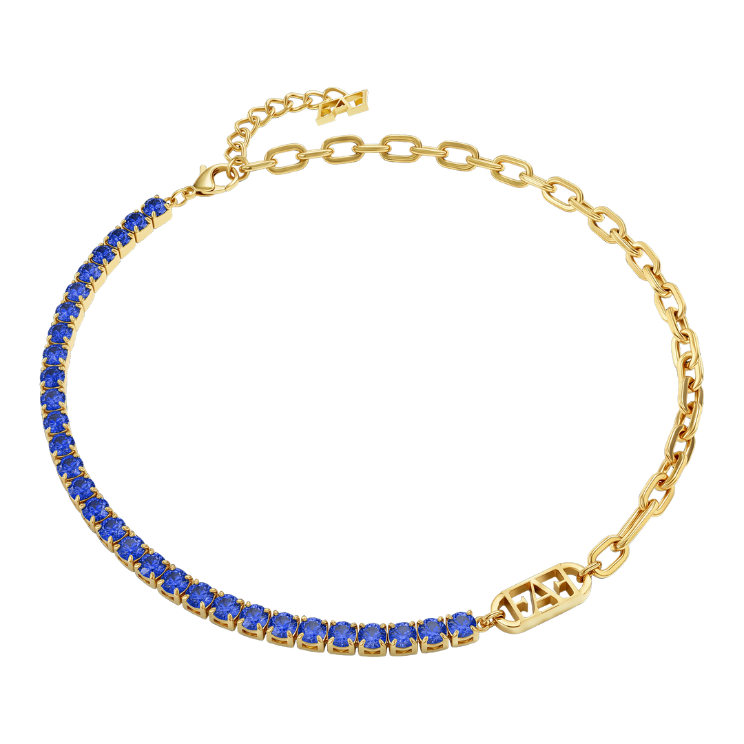 Glam Tennis Chain Necklace / Blue Color, Varëse.