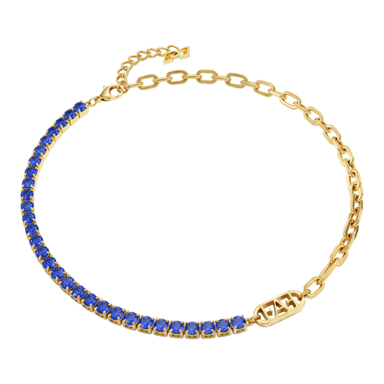 Glam Tennis Chain Necklace / Blue Color, Varëse.