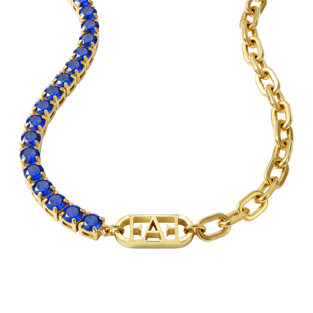 Glam Tennis Chain Necklace / Blue Color, Varëse.