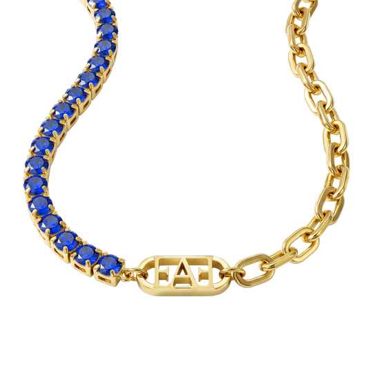 Glam Tennis Chain Necklace / Blue Color, Varëse.
