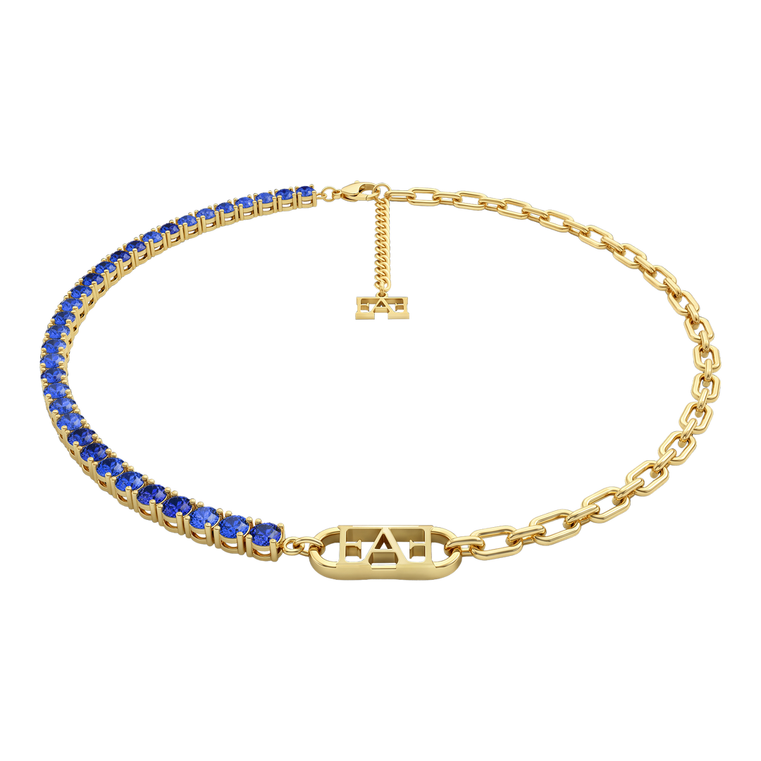 Glam Tennis Chain Necklace / Blue Color, Varëse.