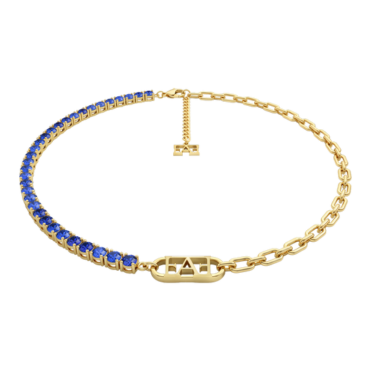 Glam Tennis Chain Necklace / Blue Color, Varëse.