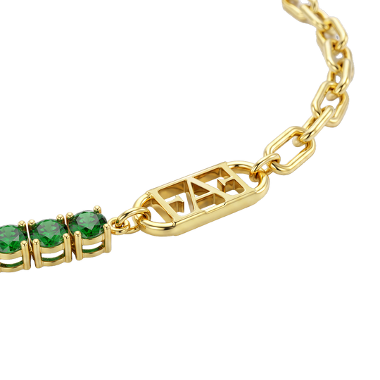 Glam Tennis Chain Necklace / Green Color, Varëse.