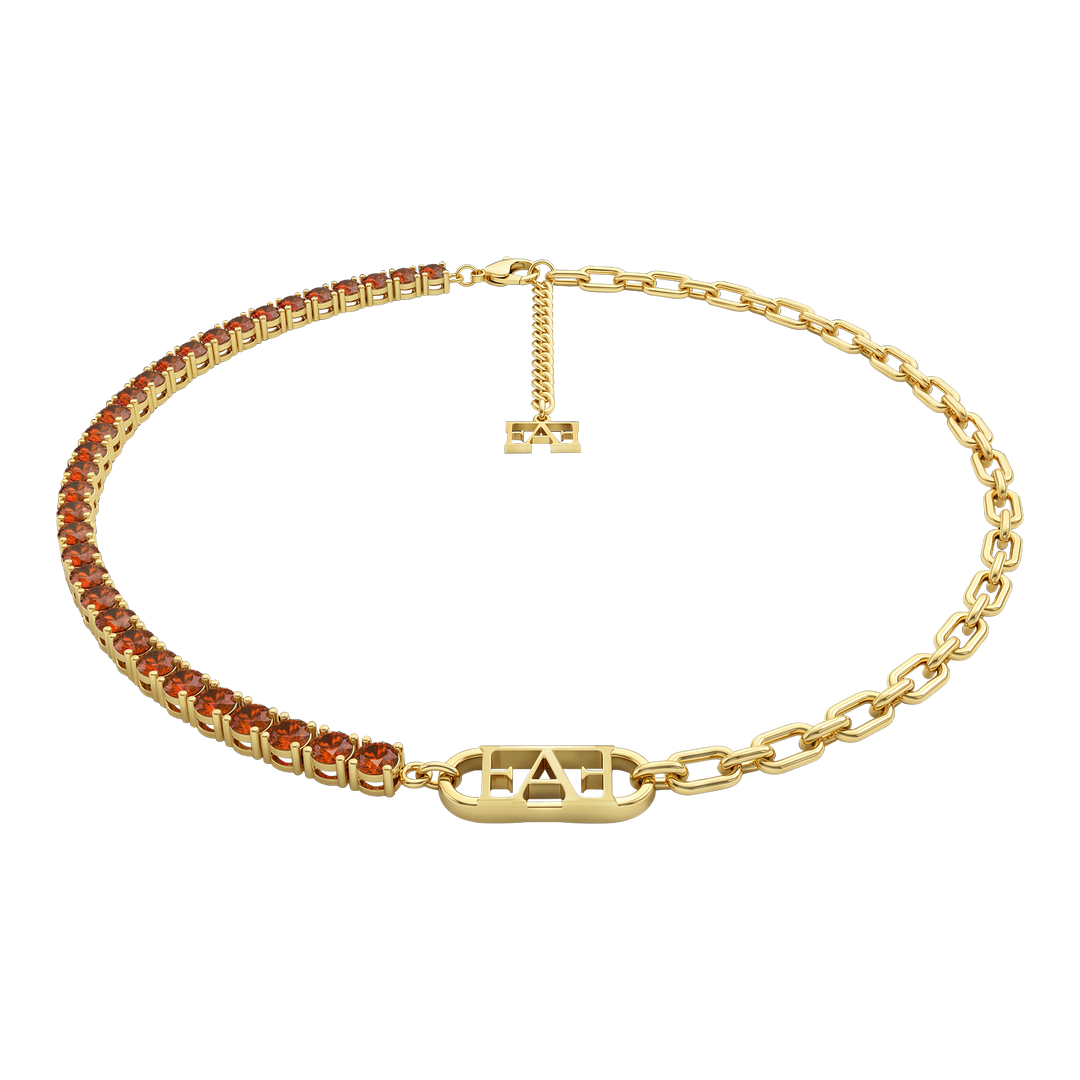 Glam Tennis Chain Necklace / Red Color, Varëse.