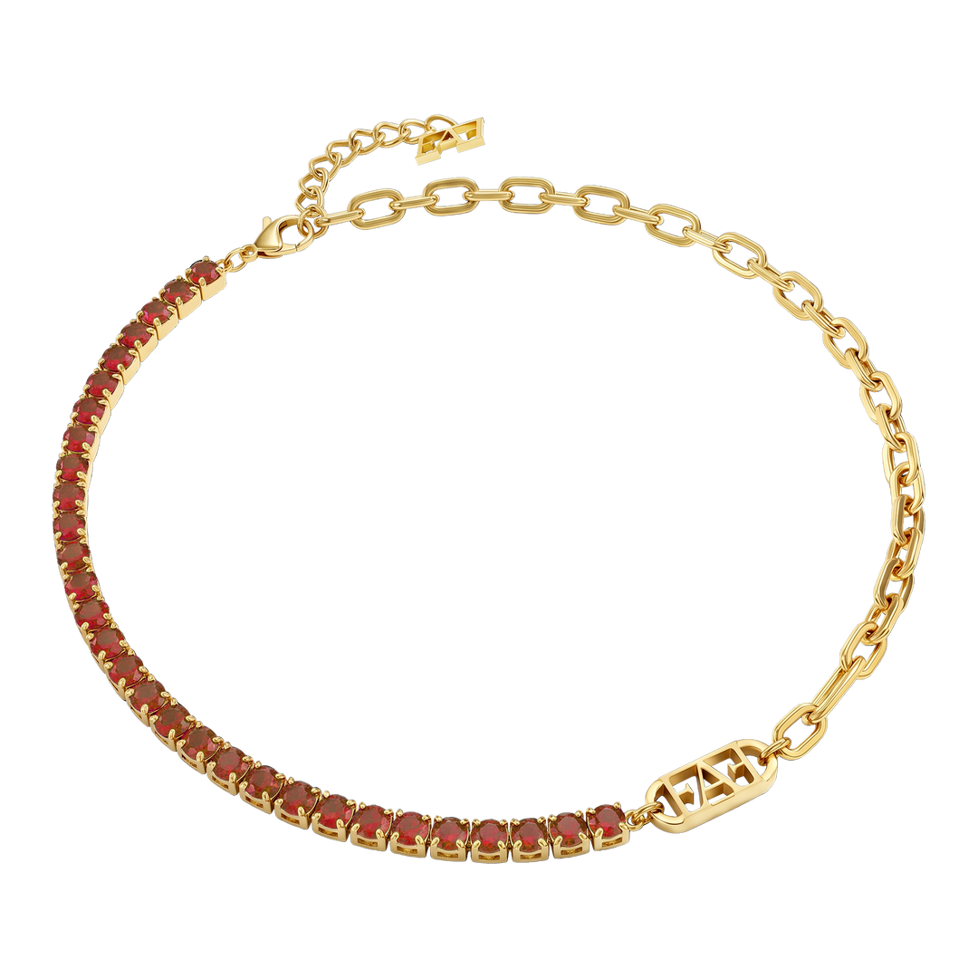 Glam Tennis Chain Necklace / Red Color, Varëse.