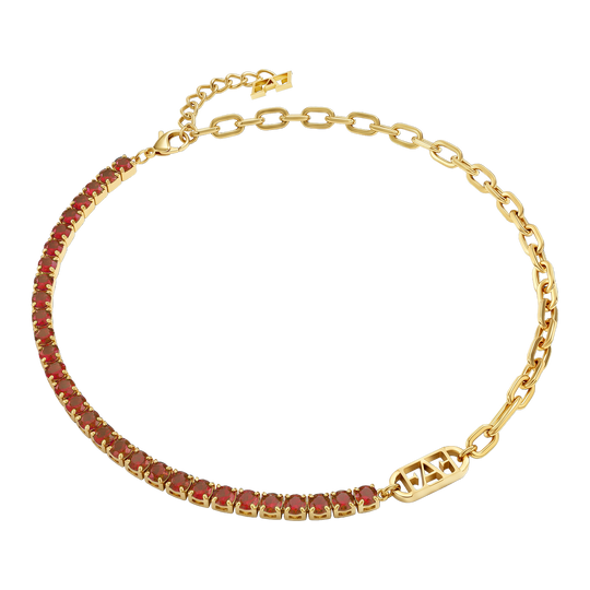 Glam Tennis Chain Necklace / Red Color, Varëse.