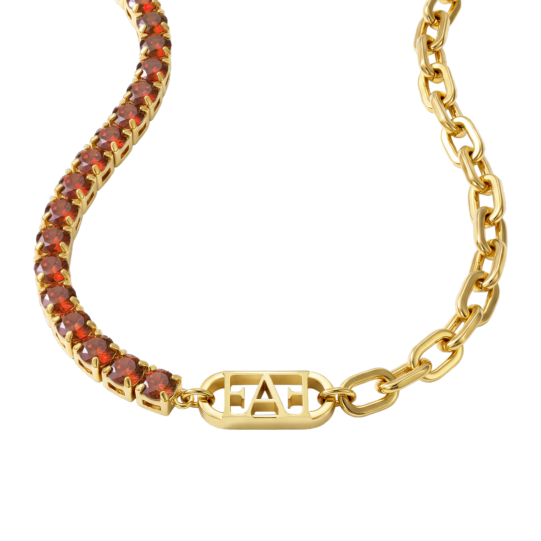 Glam Tennis Chain Necklace / Red Color, Varëse.