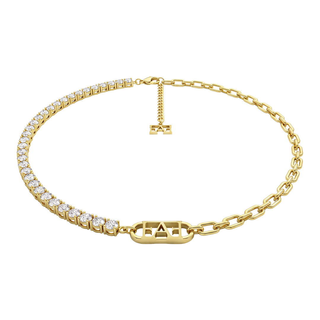 Glam Tennis Chain Necklace / White Color, Varëse.