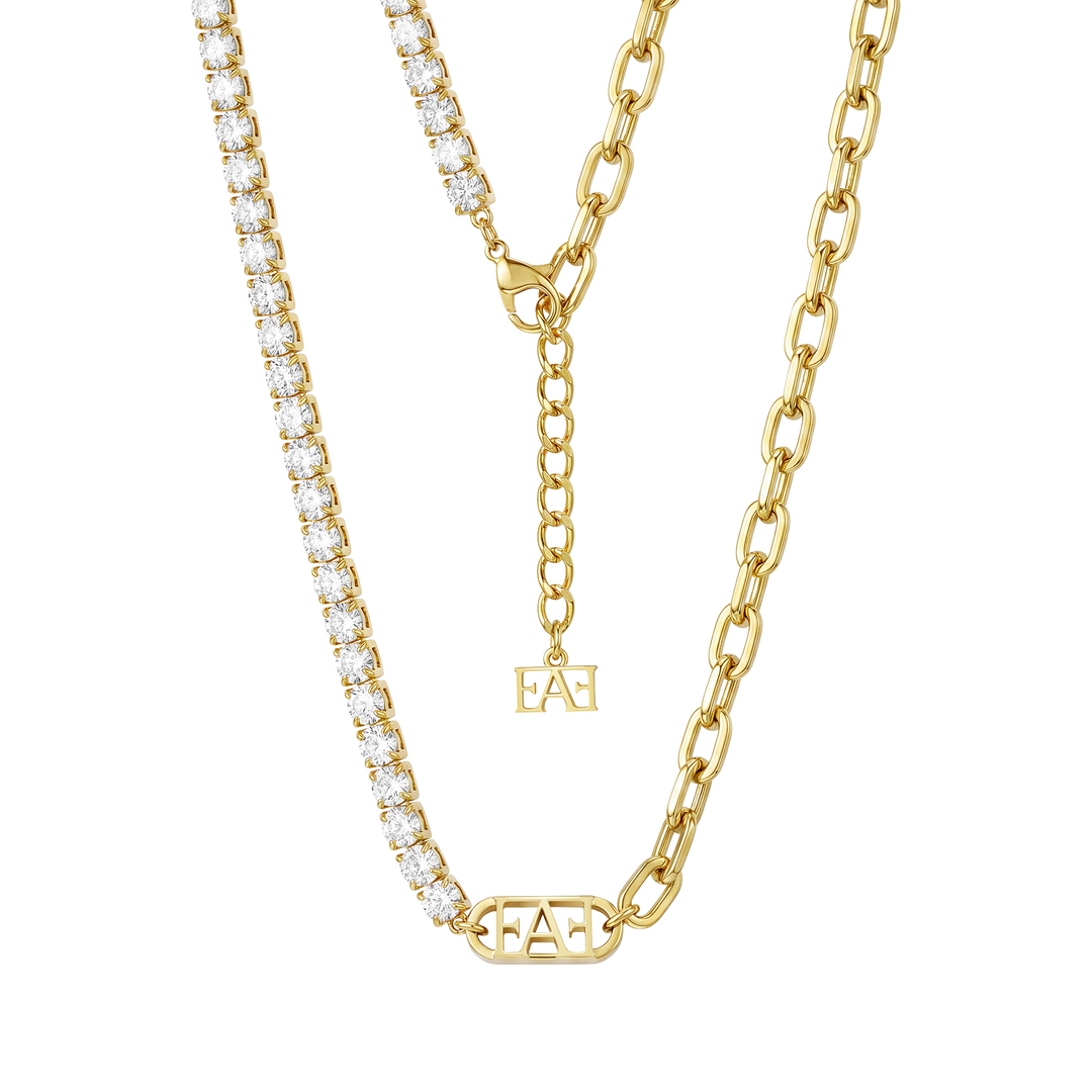 Glam Tennis Chain Necklace / White Color, Varëse.