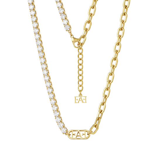 Glam Tennis Chain Necklace / White Color, Varëse.
