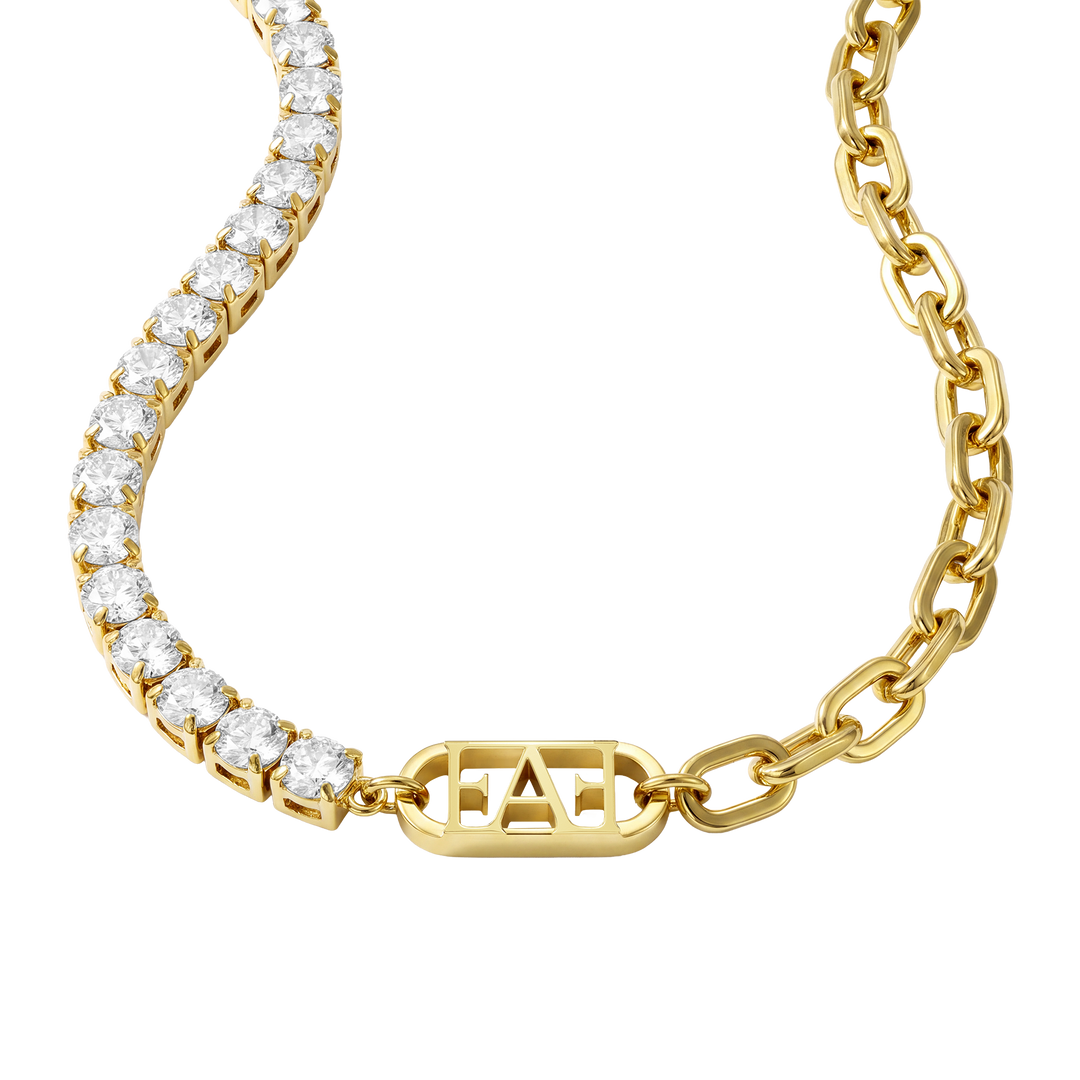 Glam Tennis Chain Necklace / White Color, Varëse.