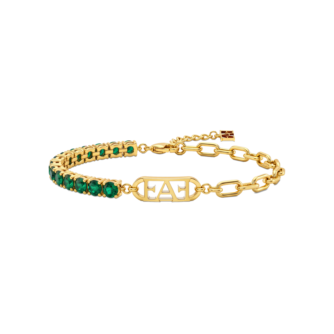 Byzylyk Enzo Attini - Glam Tennis Chain / Green Emerald Color.