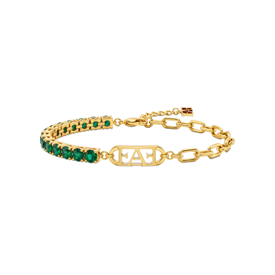 Byzylyk Enzo Attini - Glam Tennis Chain / Green Emerald Color