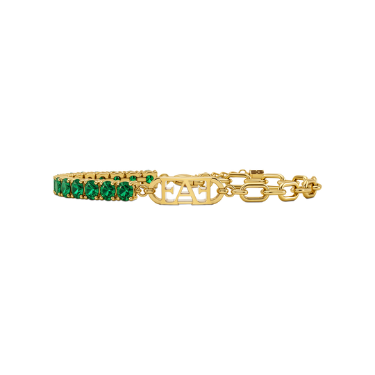 Byzylyk Enzo Attini - Glam Tennis Chain / Green Emerald Color