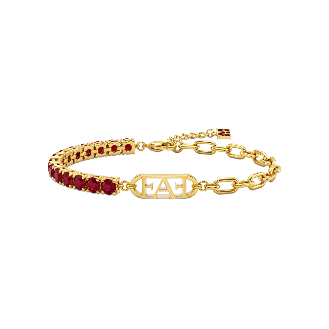 Byzylyk Enzo Attini - Glam Tennis Chain / Red Ruby Color.