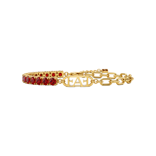 Byzylyk Enzo Attini - Glam Tennis Chain / Red Ruby Color.