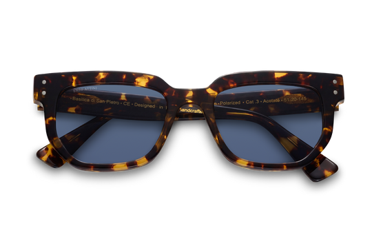 Syze dielli për femra modeli Basilica di San Pietro brown nga Enzo Attini me skelet të zi dhe lente mbrojtëse, le polarizuar, meshkuj