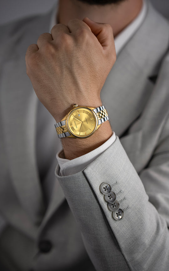 Palazzo Ducezio / President Bracelet, Silver & Gold Color, Swiss Movement
