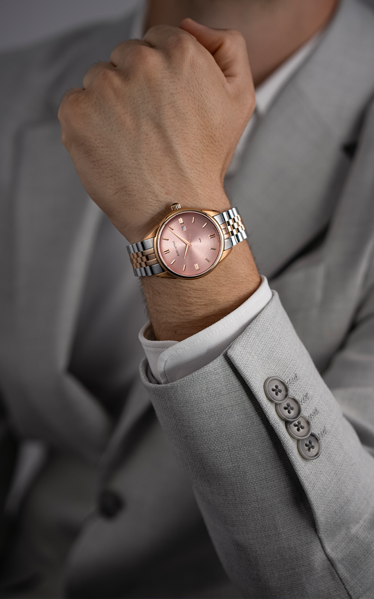 Trulli / President Bracelet, Silver & Rose Gold Color, Swiss Movement