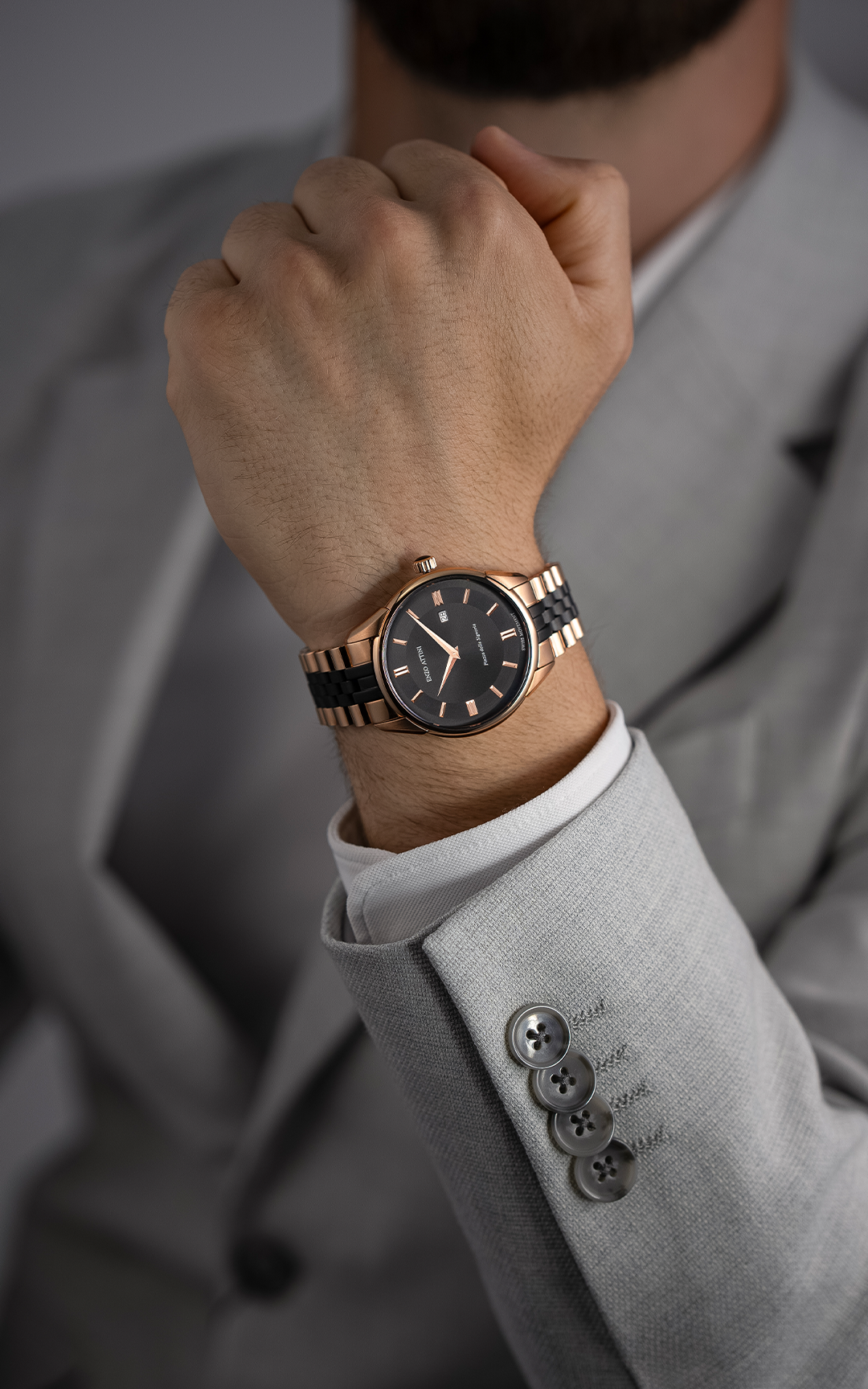 Piazza della Signoria / President Bracelet, Rose Gold & Black Color, Swiss Movement