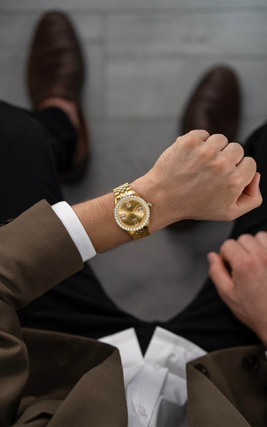Val d'Orcia Automatic / President Bracelet, Gold Color, Swiss Movement