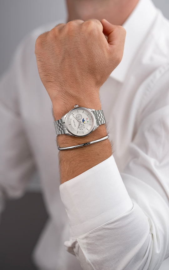 Torre di Pisa / President Bracelet, Silver Color, Swiss Movement