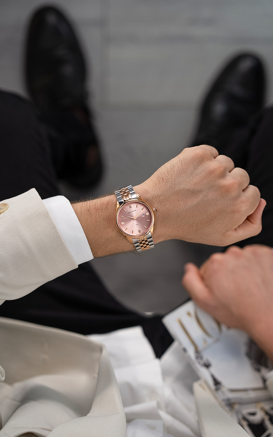 Trulli / President Bracelet, Silver & Rose Gold Color, Swiss Movement
