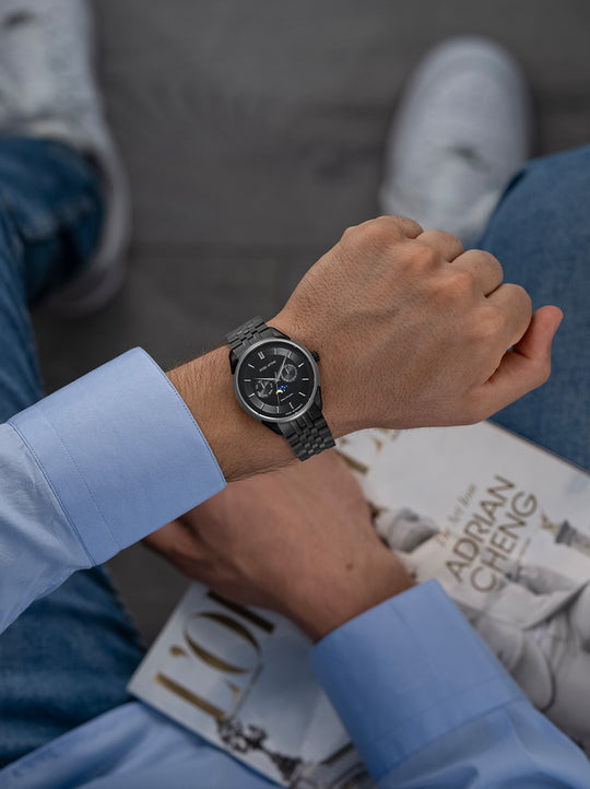 Ponte Vecchio, Firenze / President Bracelet, Black Color, Swiss Movement