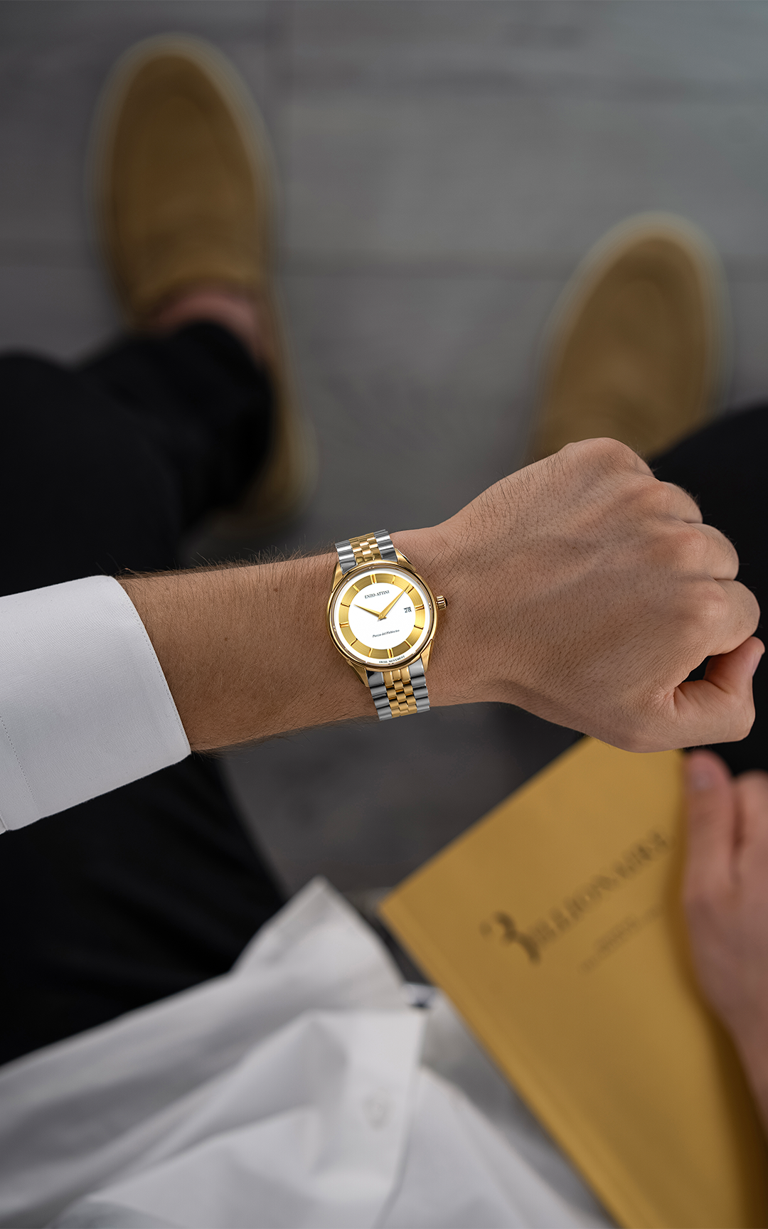 NEW Piazza del Plebiscito / President Bracelet, Silver & Gold Color, Swiss Movement